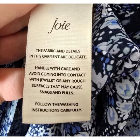 Joie Peasant Blouse Sz XL Paisley Blue Flowy Ruffle Pintucked Boho Artsy Flowy - Picture 14 of 15